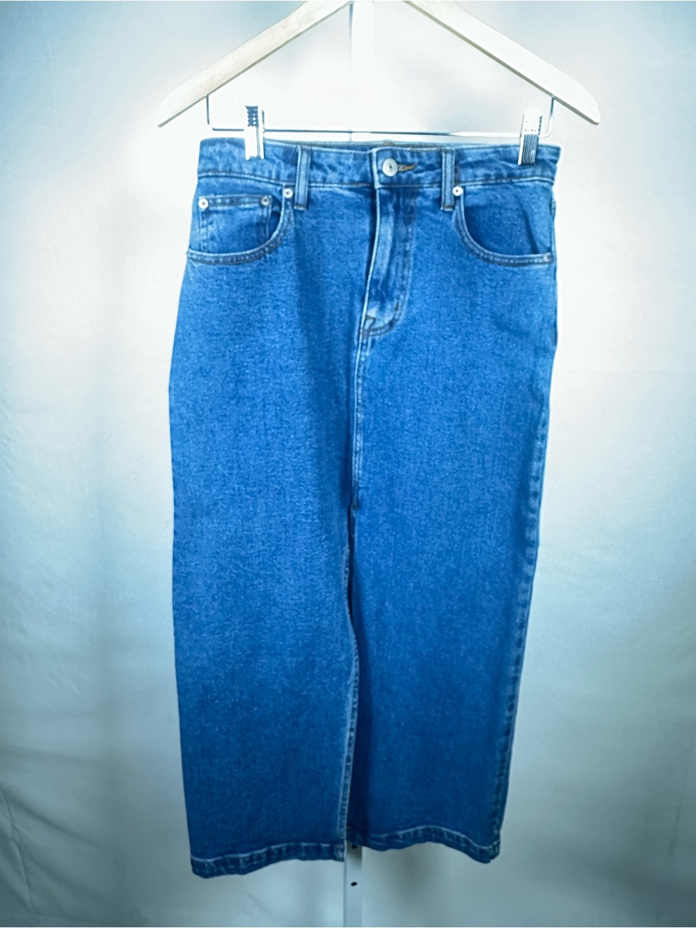 Steve Madden Blue Denim Midi Skirt NWT Size Small High Rise Straight Column - Picture 2 of 6